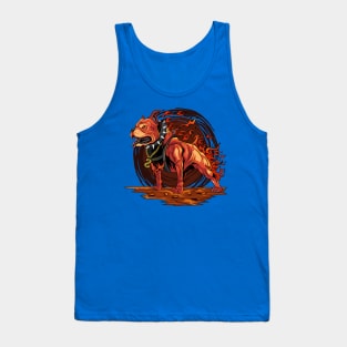 dog Pitbull fire Tank Top